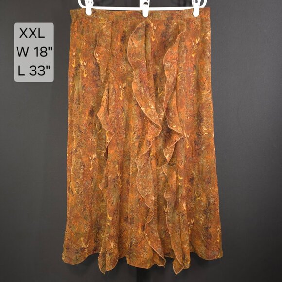Vintage Krazy Kat Skirt Womens Plus XXL Y2K Fairy Grunge Boho Ruffle Midi Earthy - Picture 1 of 6